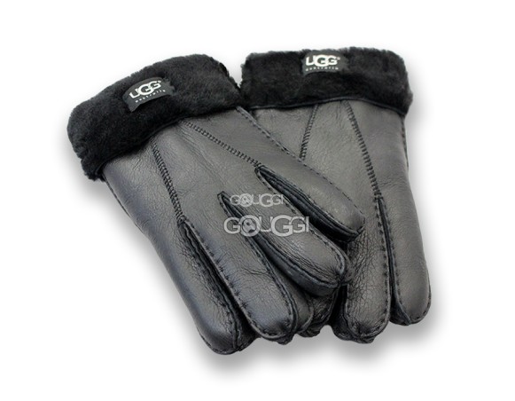 меховые перчатки мужские Leather Black