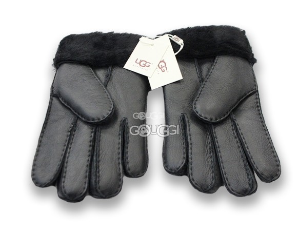 меховые перчатки мужские Leather Black