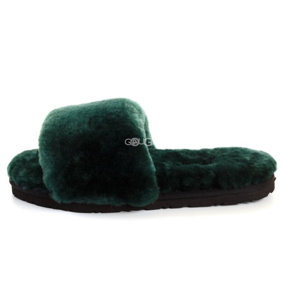 Fluff Slide Slippers Dark Green